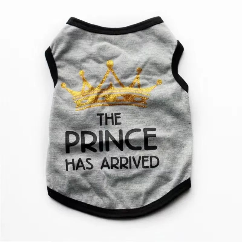 Cotton summer vest for puppies in various colours including black, grey, blue, and pink options.