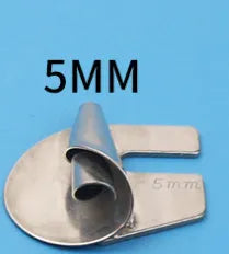 Spiral edge folder sewing hemmer with towel tube sizes from 3MM to 10MM, shown as single or set of eight