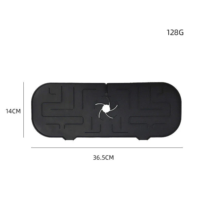 Durable silicone faucet splash guard that catches water splashes and keeps kitchen countertops clean and dry