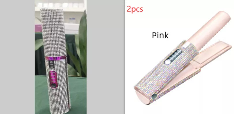 2-In-1 Electric USB Hair Straightening Brush with ceramic coating for healthy styling