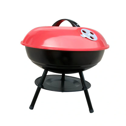 Spherical barbecue stove with 34.2cm cooking surface and black red finish