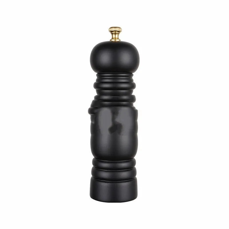 Beech wood manual pepper mill with stainless steel and ceramic core for solid seasonings