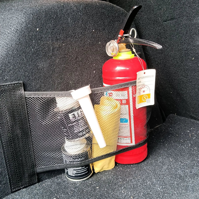 Car boot storage net elastic organiser for securing loose items in your vehicle's luggage compartment, available in two practical sizes: 20cm x 35cm and 20cm x 45cm, made from durable polyester material