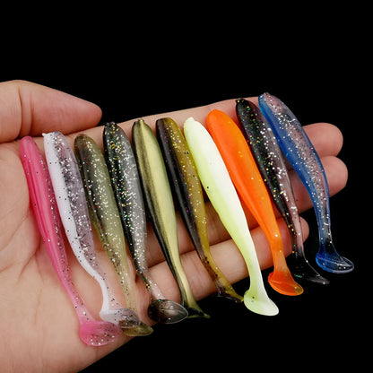 7cm soft worm fishing lure with two-tone T-tail in various colours for Mandarin fish and Topmouth Culter