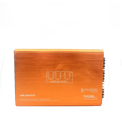 Car four-way power amplifier, 4-channel 7800W, aluminium alloy, 12V, 4Ω, model 9800F