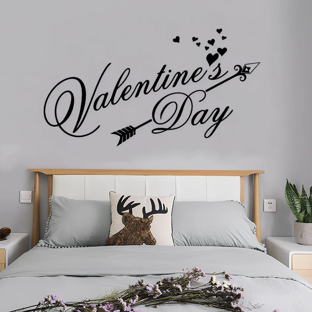 Black hand-painted PVC Valentine's Day love carving, 31x57cm dimensions, carved motifs for wall decor in living rooms