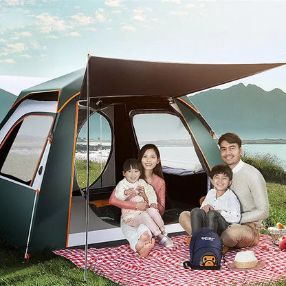 Foldable automatic thickening sunscreen camping tent with fiberglass poles for outdoor adventures