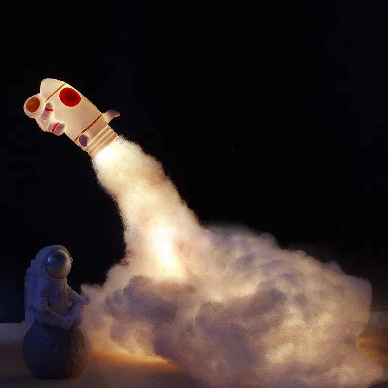 DIY astronaut rocket LED night light kit components with string lights and 19cm base