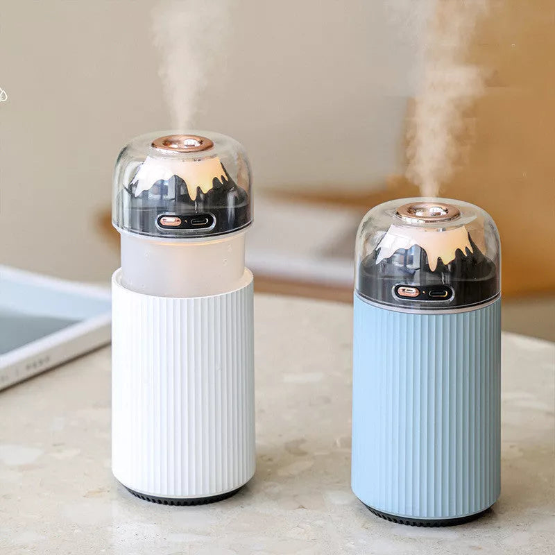 Volcano Pumping Humidifier for Car Aromatherapy in white, light blue, or gray
