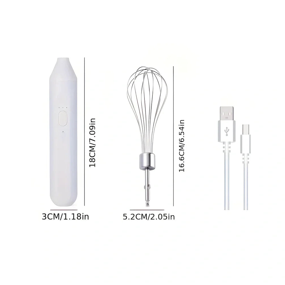 Black hand-held electric whisk with stainless steel beaters and digital speed display