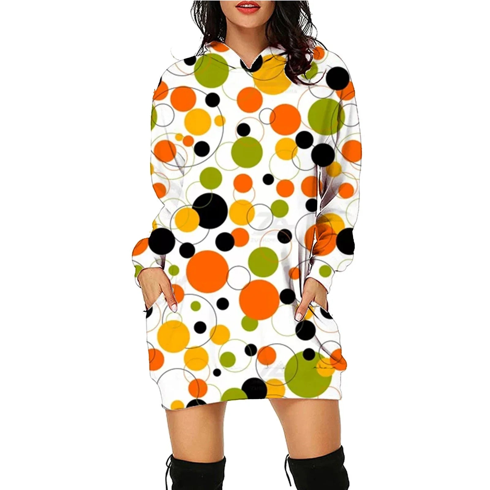 A comfortable and stylish Halloween-themed hooded sweatshirt with a unique printed design and convenient front pockets.