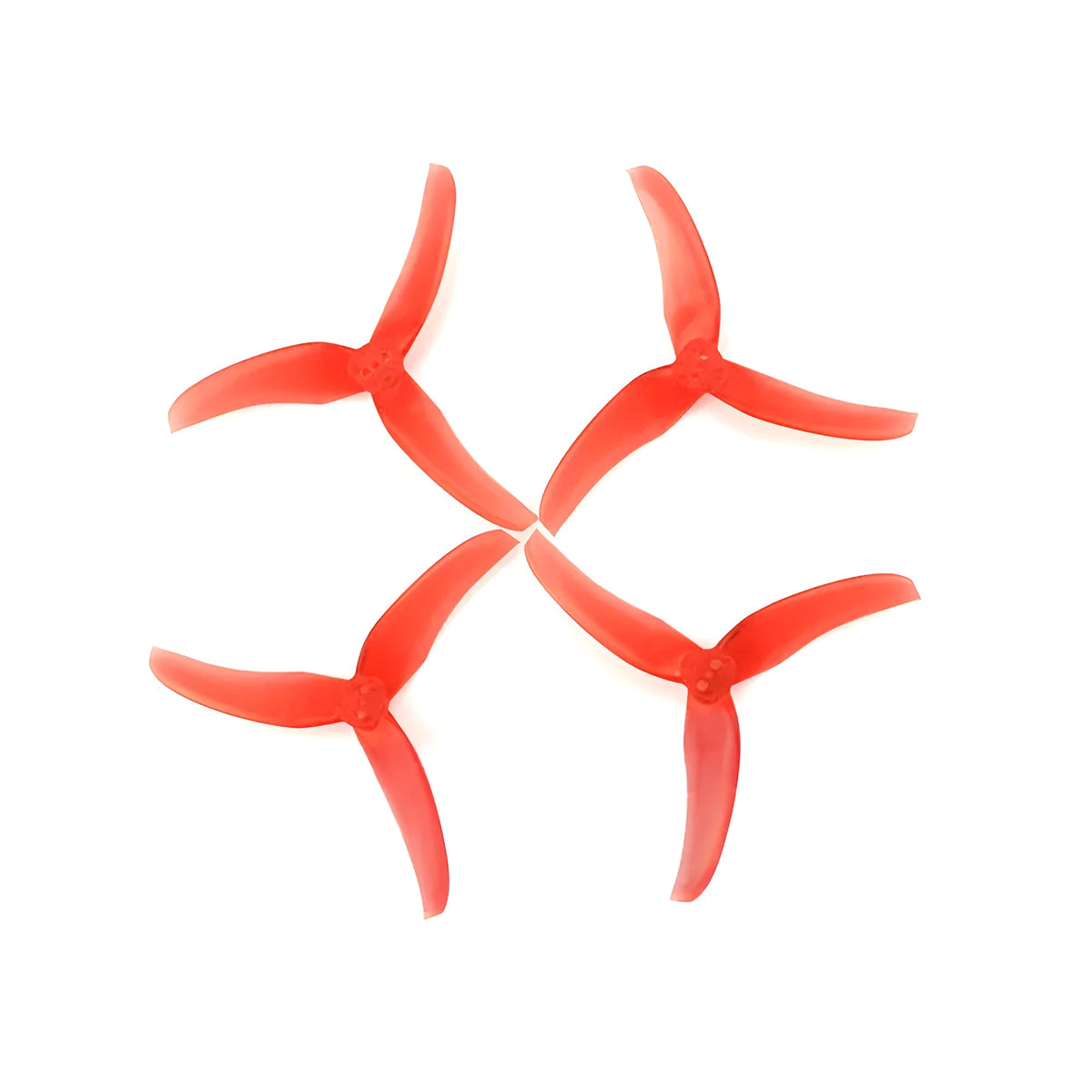 Four red plastic machete screw blades for aviation models, 90mm diameter, 2.8in pitch