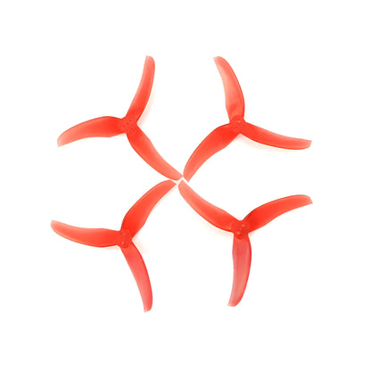 Four red plastic machete screw blades for aviation models, 90mm diameter, 2.8in pitch