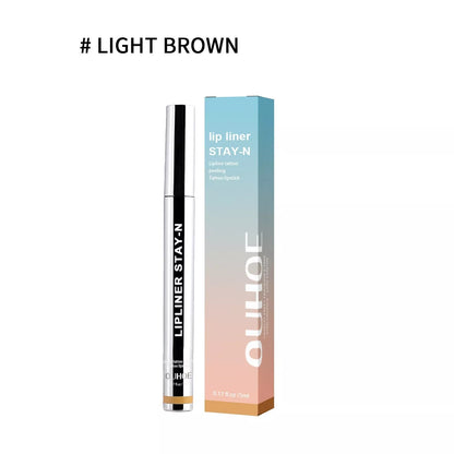 Dark brown waterproof lip liner pen with precision tip for long-lasting lip definition