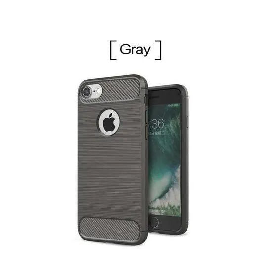 A solid colour shockproof TPU back cover case for an iPhone, shown in a choice of colours.