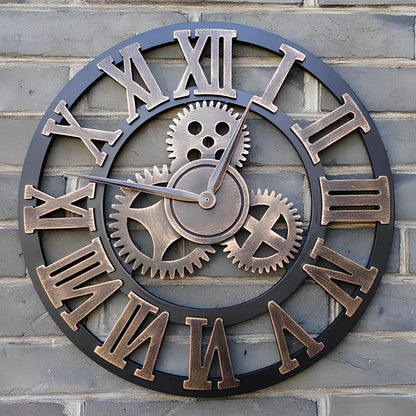 LOFT Art Wall Clock with 30cm diameter, quartz movement, and gold or silver finish on wall