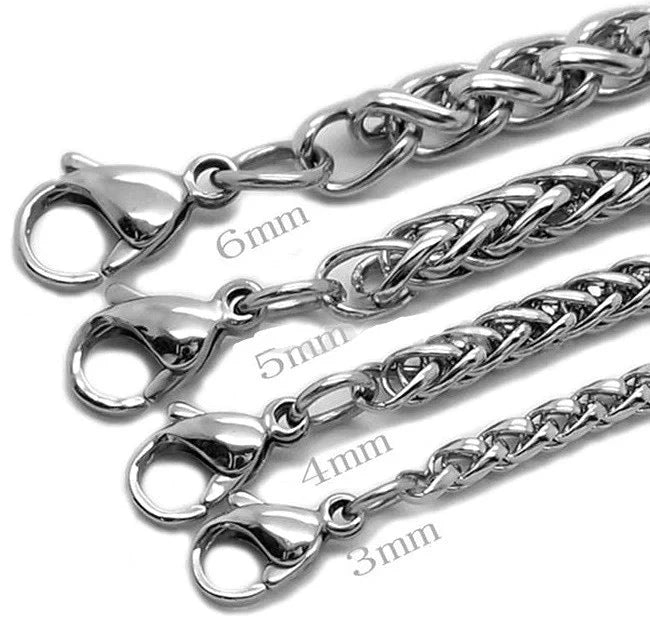 Men's Titanium Steel Keel Chain Necklace in punk style with silver finish
