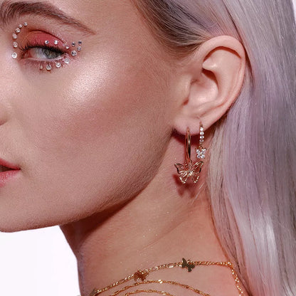 Butterfly earrings with elegant bow styling in rose gold and gold finishes