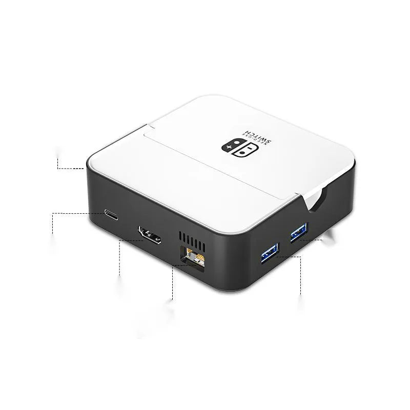 Portable multi-function adapter extension for game consoles with 4K HD projection and compact aluminium alloy housing