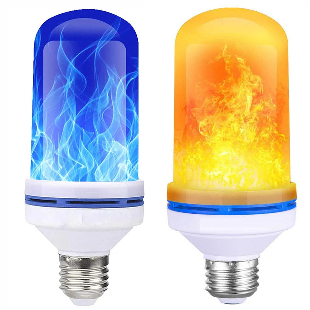 LED Flame Light Bulb in blue and yellow with four lighting modes for Christmas and home decor