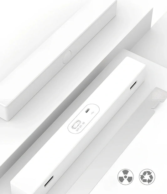 White LED night light with motion sensor measuring 240mm long, 30.5mm wide, and 28mm thick