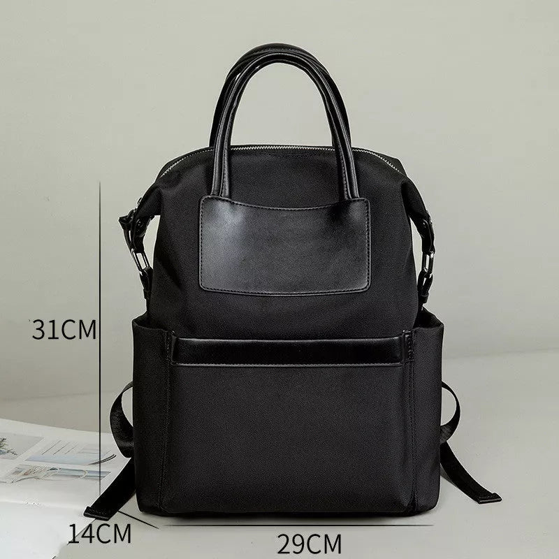 Women's lightweight waterproof backpack with hand-hold design in khaki and black