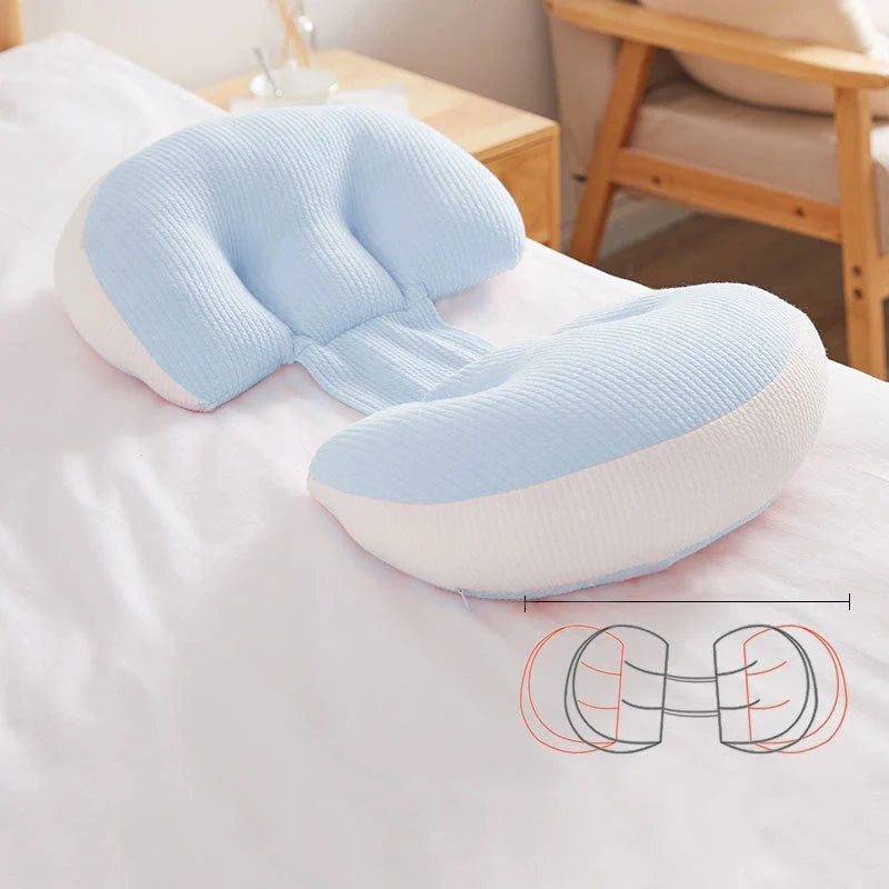 U-Shape Pregnancy Pillow in Pink Grey, Pink White, and Blue White for abdomen and waist support