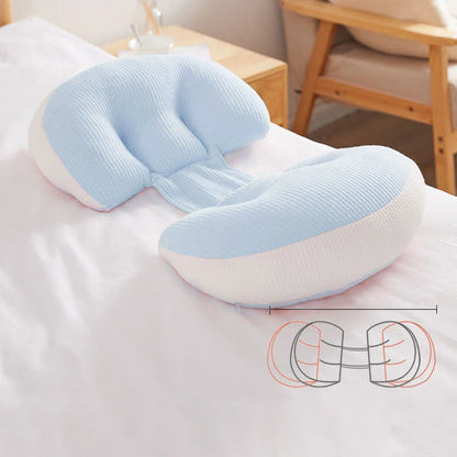 U-Shape Pregnancy Pillow in Pink Grey, Pink White, and Blue White for abdomen and waist support