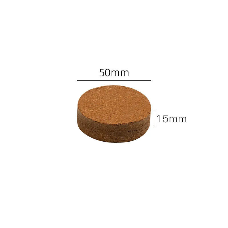Nutrient soil blocks for vegetable planting showing dry and expanded states with size variations