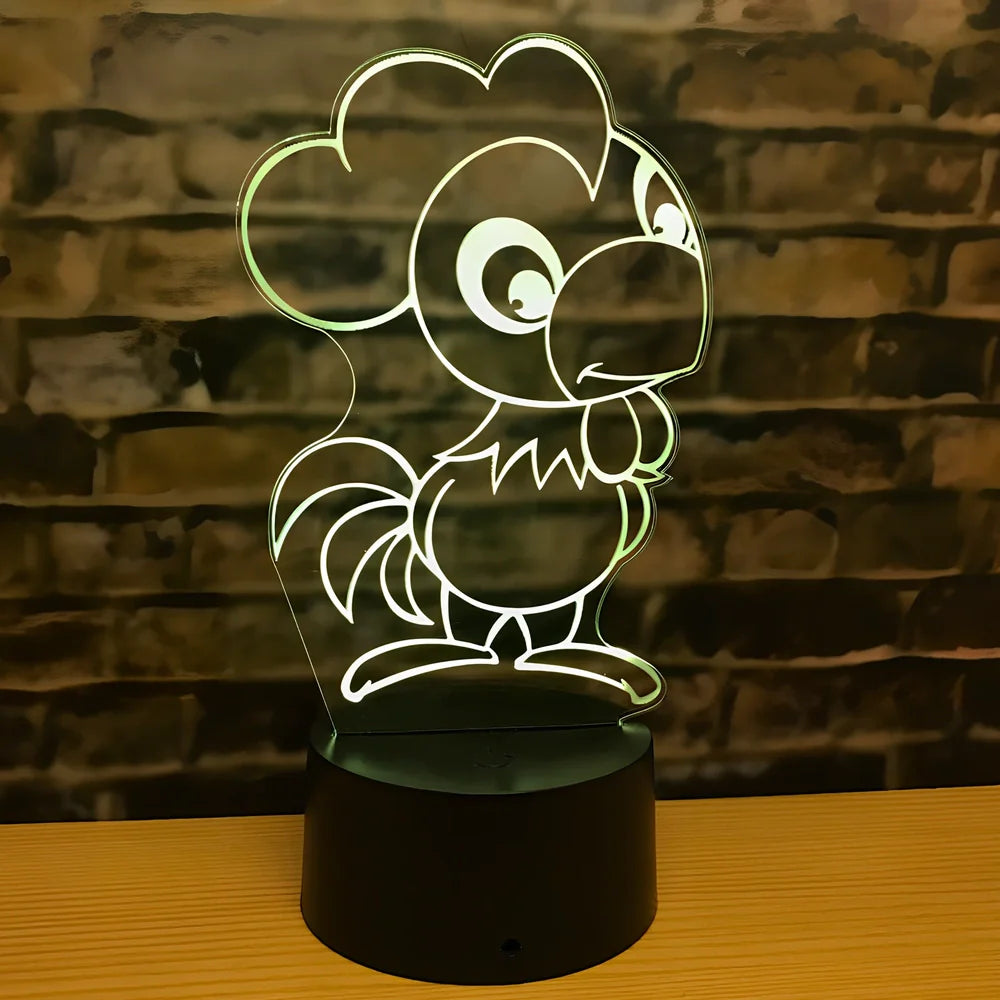 Zodiac LED night light with touch control showing dragon design and seven colour illumination options