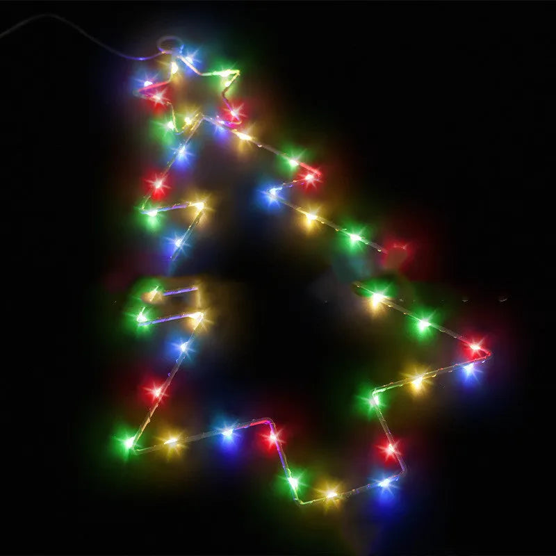 Wrought iron Christmas tree shaped LED light, white birch colour, 40x25cm, battery operated, with remote control