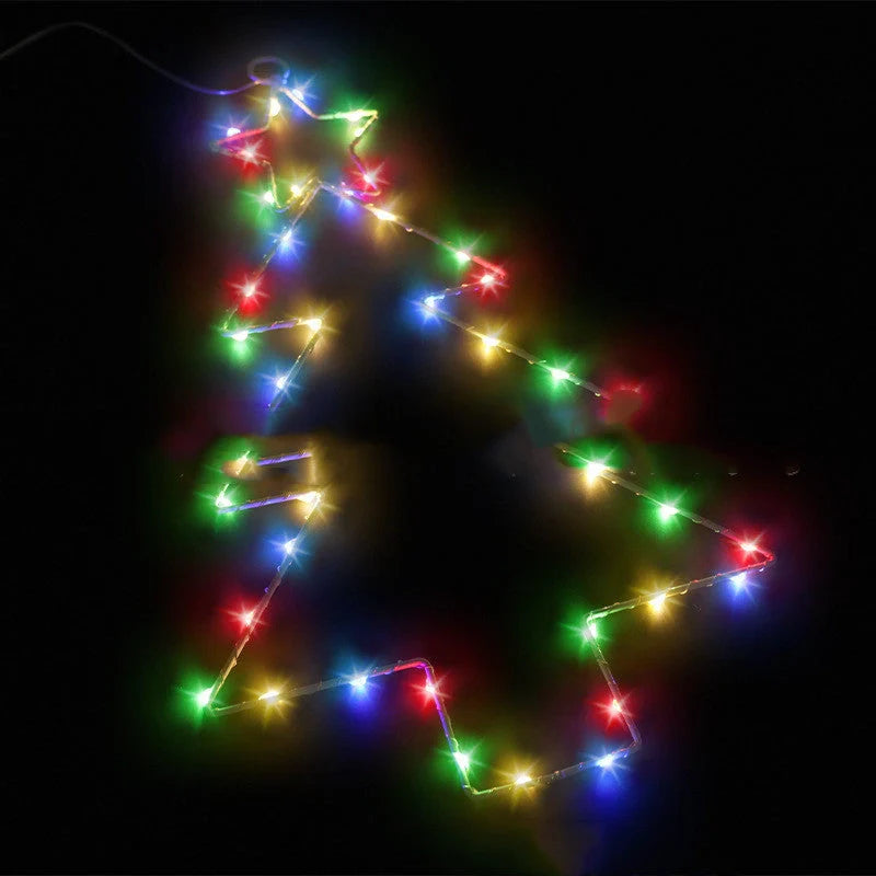 Wrought Iron Christmas Tree Shaped LED Garland Lights for holiday decoration
