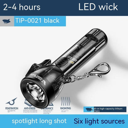 Black plastic USB rechargeable LED flashlight with compact portable design