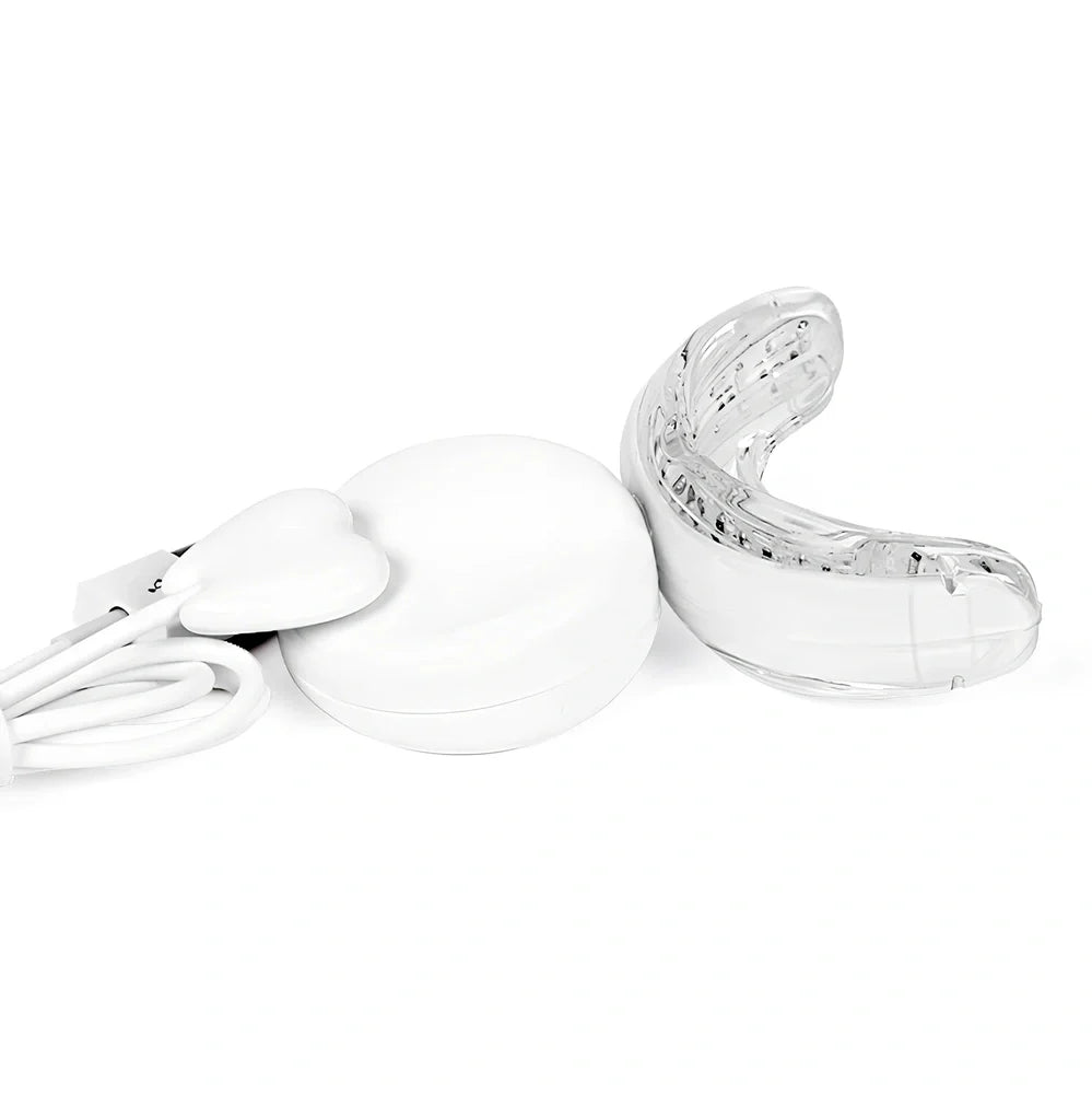 Rechargeable teeth whitening device with LED lamp beads in black, pink, or white