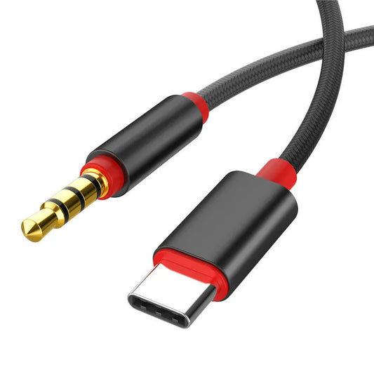 Nylon braided audio cable with silver connectors in 0.5m, 1m, and 1.5m lengths for car audio systems