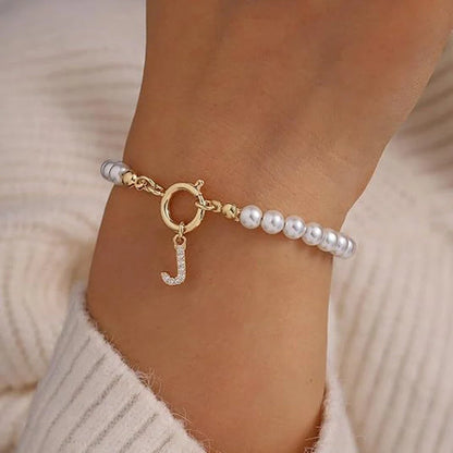 2024 fashion initial pearl bracelet for women with toggle clasp