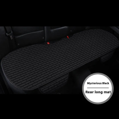 Linen car seat cushion three-piece protective pad with ventilation and sponge filler in black, black and red, grey, brown, or beige