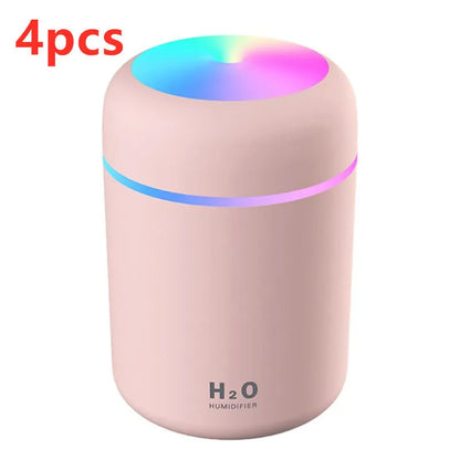 Pink white or navy blue USB desktop humidifier with LED mood lights and 300ml water tank