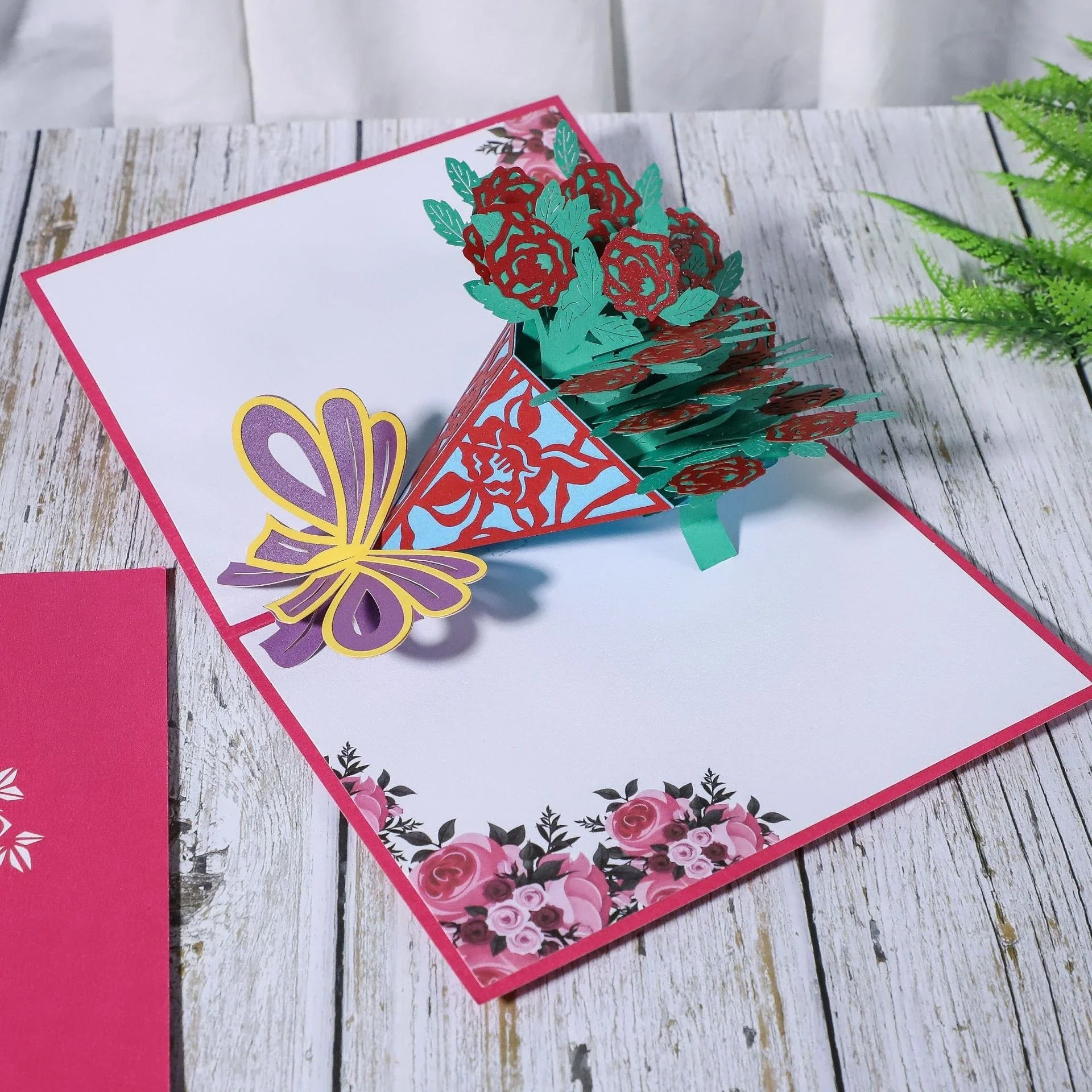 Enchanting 3D pop-up wedding invitation cards with laser-cut designs and floral motifs