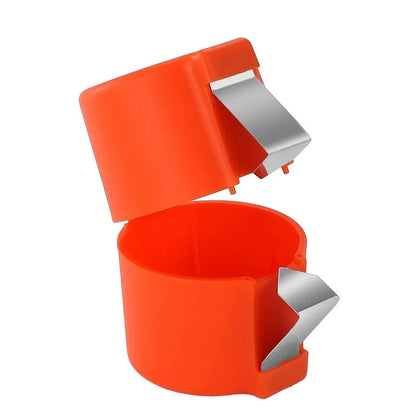 Vibrant coloured egg shell opener tool for clean cracking and beating in kitchen