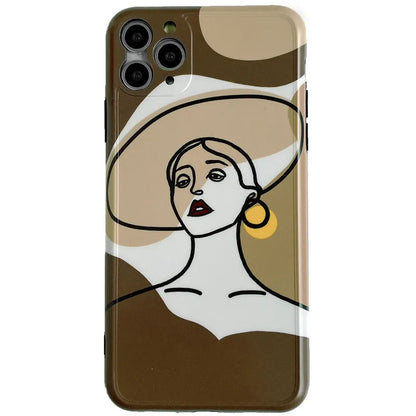 Cartoon line art design iPhone case with soft gel texture for Apple iPhone models