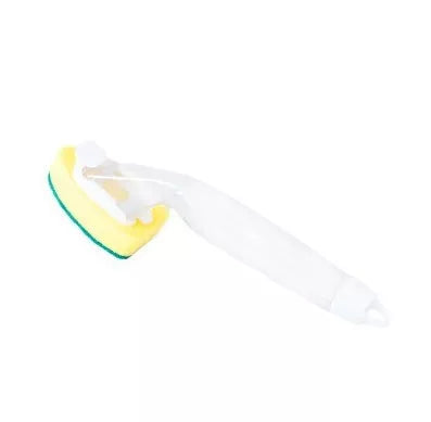 Non-stick kitchen oil pot brush with yellow head and transparent handle, featuring a scraper edge