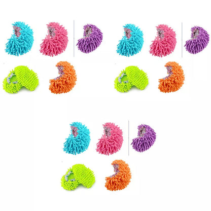 Chenille mop slippers in various colors for easy home cleaning