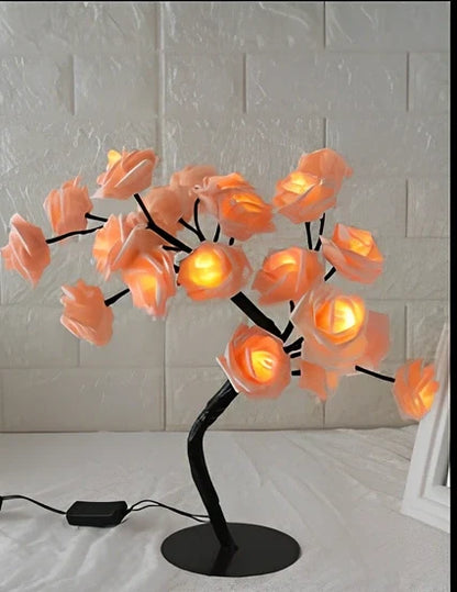 LED simulation small flower tree lamp with warm light illumination in White pink colour option