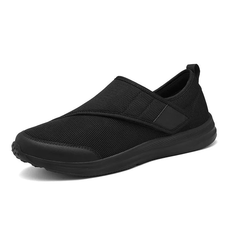 Velcro-fastened mountaineering walking shoes with mesh upper in multiple colour options