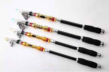 Carbon fiber telescopic spinning fishing rod for sea fishing with metal handle