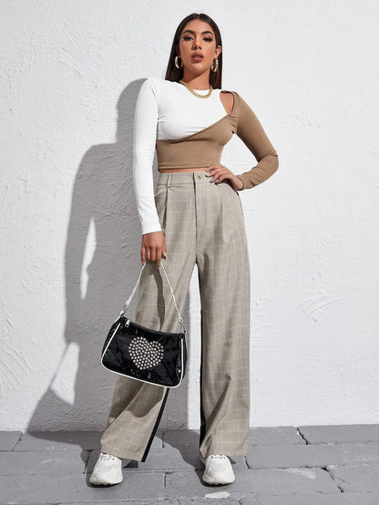 Stylish strapless cropped top with colorblock design, available in multiple colors and sizes