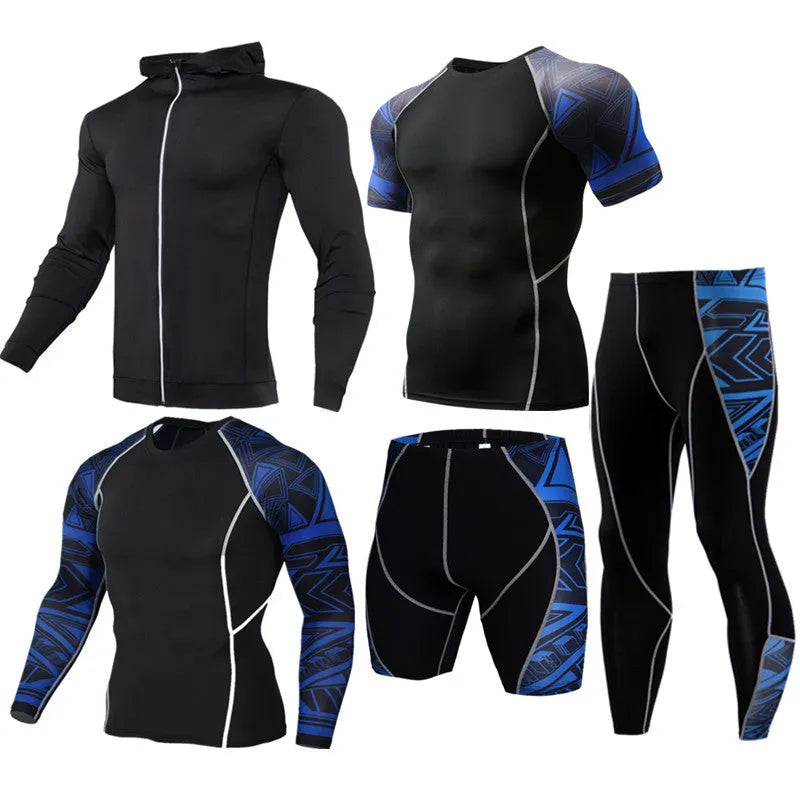 Quick-drying running suit in blue, made from milk silk and 90% polyester, available in multiple sizes and colours.