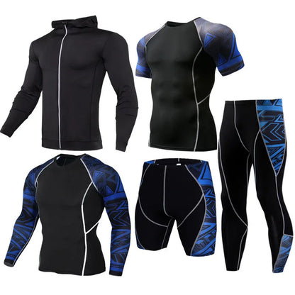 Quick-drying running suit in blue, made from milk silk and 90% polyester, available in multiple sizes and colours.
