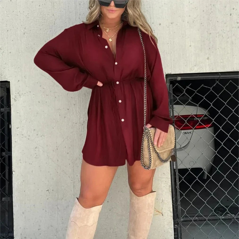 Stylish and comfortable long sleeve jumpsuit dress for women in a variety of vibrant colors